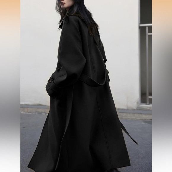 Chouyatou Winter Hidden Single Breasted Wool Coat Raglan Sleeve Wool Small - Picture 5 of 6